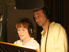 Полина Кутепова и Карэн Бадалов во время записи радиоспектакля "Феникс"